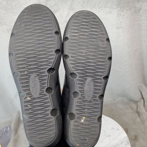 Clarks Shoes Womens Size 8.5 Artisan Clarene Tide Black Leather Mary Jane Wedge - Picture 4 of 9